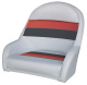 Deluxe Pontoon Bucket Captains Chair, Light Gray-Red-Charcoal - Wise Boat Seats